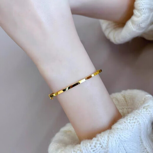 18K gold bracelet K color gold plain ring AU750 rose gold gold super shiny surface bracelet simple small bracelet (recommended 70-100Jin Jin equals 0.5 kg)