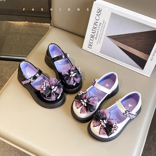 女童皮鞋库洛米公主鞋2025春秋新款儿童玛丽珍鞋小女孩洋气小皮鞋 黑色 29 （内长17.7cm）