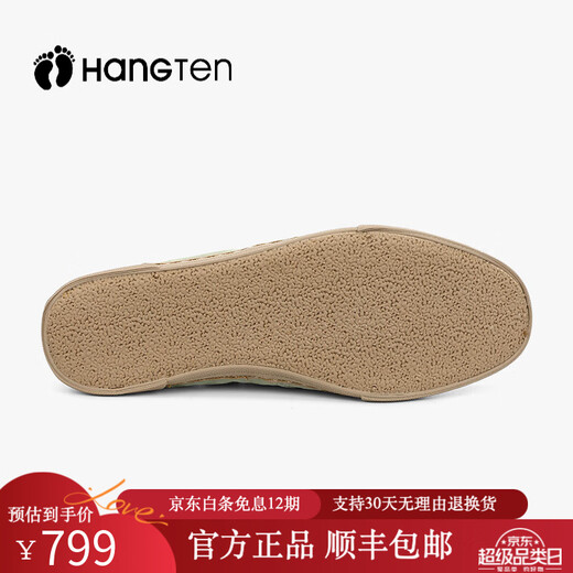 HANG TEN帆布鞋男夏季新款【精选透气冰丝布】轻奢一脚蹬软底百搭休闲男鞋 浅绿色 42