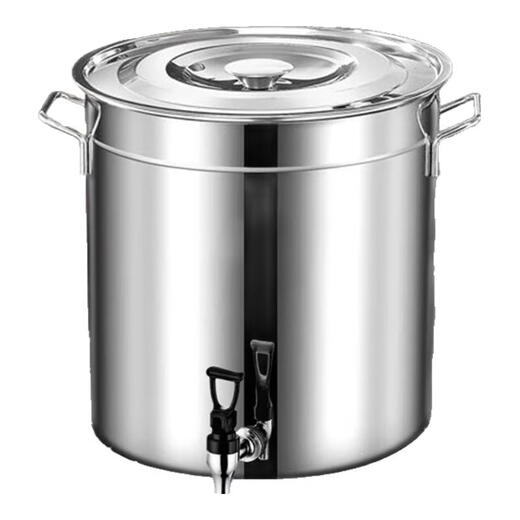 Binhuang stainless steel bucket bucket with faucet thickened soup pot drinking bucket with lid tea bucket commercial boiling water herbal tea bucket thickened 18 liters with faucet height 40 diameter 25cm
