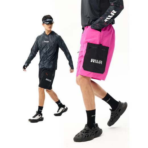 RVVR large pocket cargo shorts outdoor sports lure summer water repellent thin loose fishing pants obsidian black XL