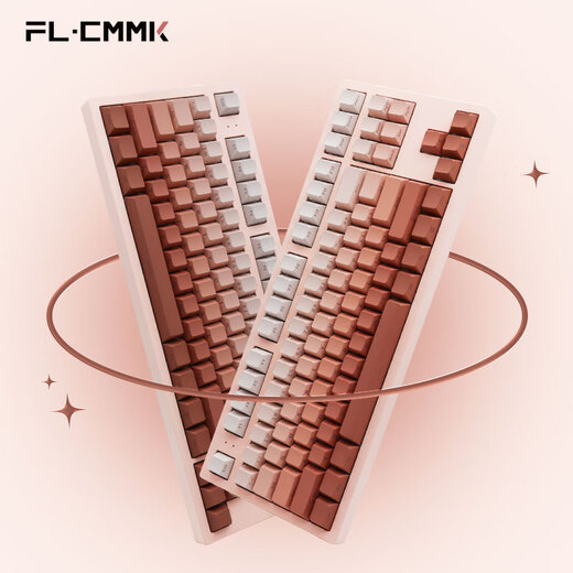 腹灵（FL·ESPORTS）MK870-有线/蓝牙/2.4G三模机械键盘 彼岸樱-腮红侧刻键帽-青轴(段落轴) RGB灯光 游戏键盘