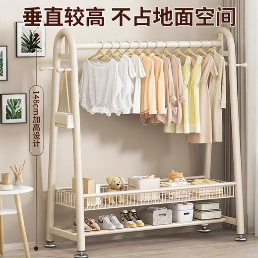 Quanpinwu clothes rack floor-standing vertical coat rack hanging clothes rack bedroom special clothes drying rack hanging clothes advanced storage rack V double 150