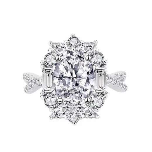 Mansheng wedding imitation live mouth pairing ring luxury model imitation moissanite oval dove egg carat diamond ring group set ring props couple ring exquisite gift box