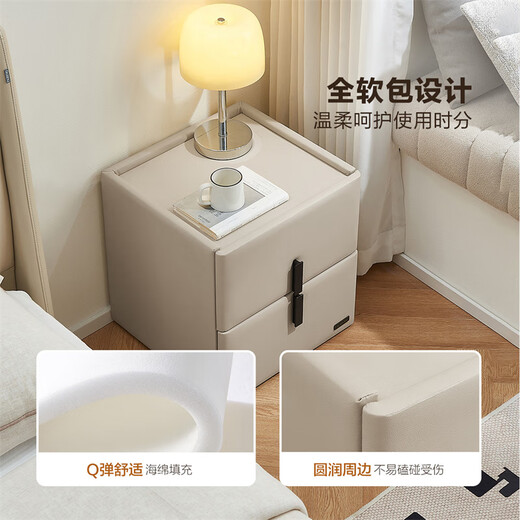 Quanyou Home Modern Simple Bedside Table Bedroom Leather Art Soft Bag Small Drawer Storage Storage Cabinet 332KD