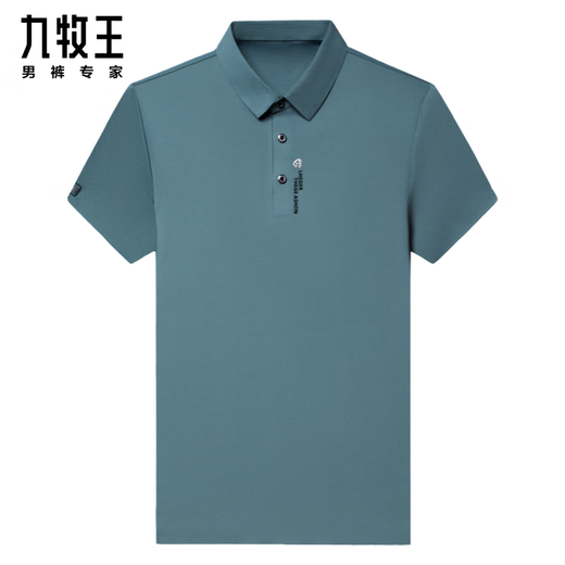 Jiumuwang Herren Sommer kurzärmelig T-Shirt Ice Seide Traaceless Polo-Hemd Herren-Revers halbärmelte gelegentlicher Vater mittleren Alters 3527# hellblau S 165/84A Gewicht 95-105jin [Jin gleich 0,5 kg]