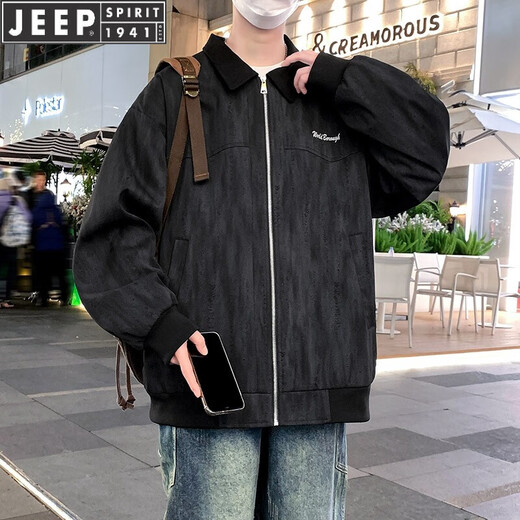 JEEP SPIRIT痞帅工装夹克男2025春秋款潮牌薄款外套中青年宽松褂子 K15832白灰 M