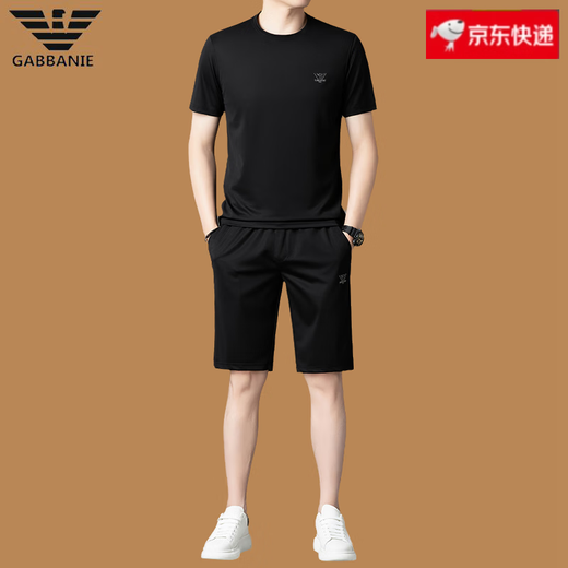 FALAMONE阿玛尼夏季短袖休闲运动短裤套装男2025新款桑蚕丝t恤 白色13601-1 2XL 180码(合适160-170斤)