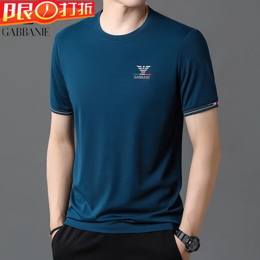 奇阿玛尼亚2025新款冰丝棉短袖t恤夏季高端上衣圆领凉感T恤美式重磅胖子显瘦 白色 L 17084A