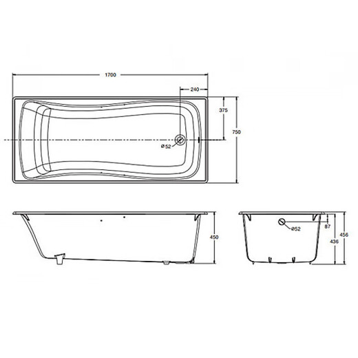 KOHLER 1.5/1.7m cast iron bathtub K-15849T-GR-0 1.7m with handrail 1.7m