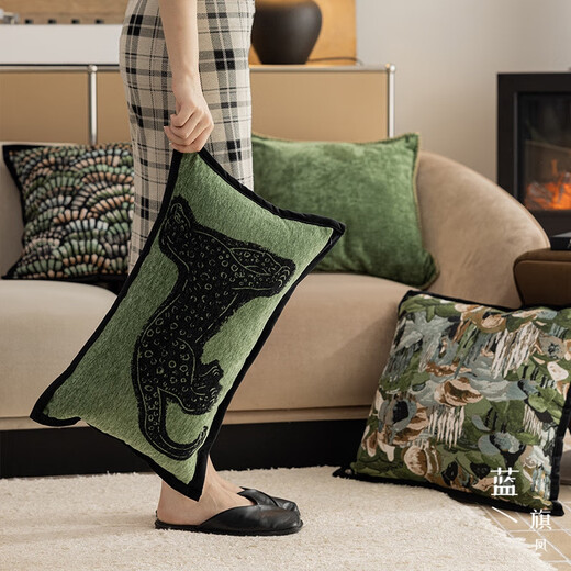 
Sanqihu New Chinese Green Light Luxury Sofa Pillow Cover Pillow Cover Pillow Cover Bed Pillow Cover Chuangying 1283 Zhuqing 45x45cm Pillow Cover