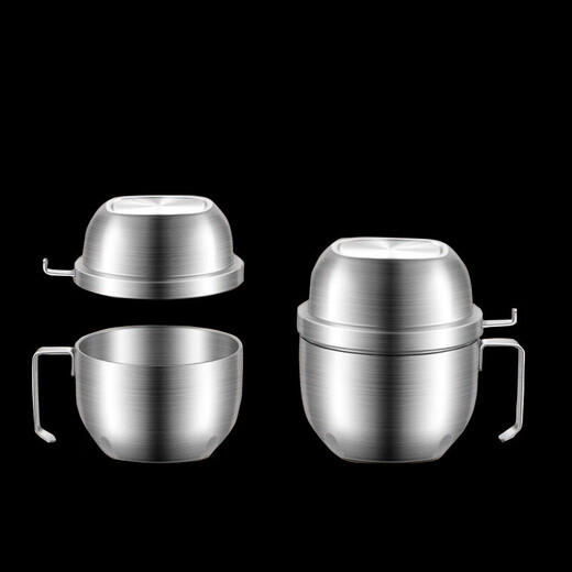 Zwilling (Henckel) Germany 304 stainless steel fast food cup with lid food grade rice jar lunch box special dining bowl for primary school students and office workers 304 steel fast food cup + high lid + grid bowl