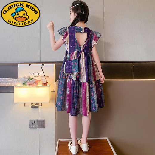 G.Duckkids Vestido para niñas Princesa Vestido de princesa de verano Falda de verano Summer Summer Cloting Summer Clothing 2025 New Children's Clothing SX3271 Manga de pétal