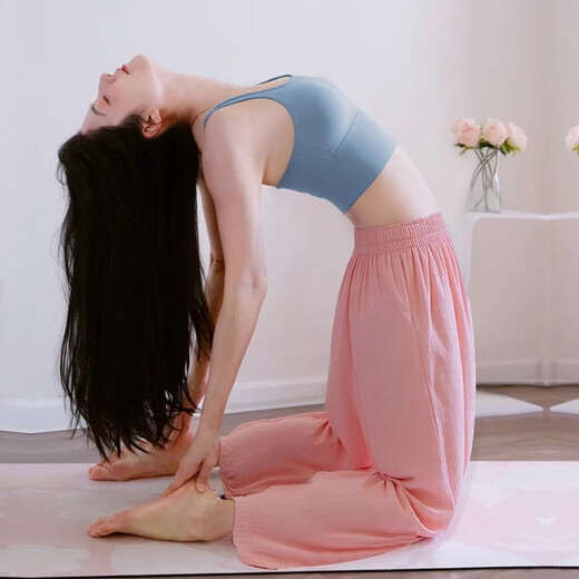 Shuangxiu Yoga Wear Suit for Women 2025 New Dance Rhythm Zen Loose Pilates Sports Fitness Training Suit Summer Thin Gray Blue Top + Pink Pants Suit S 80-100