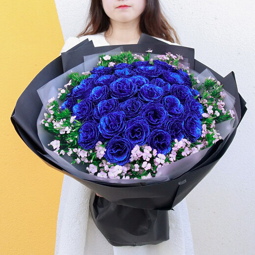 Mengxin Flowers Valentine's Day Flower Express 11 red roses gift box bouquet for girlfriend's birthday gift nationwide citywide delivery 33 blue enchantress bouquet - love that never fades