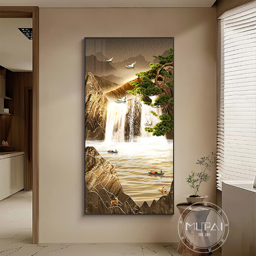 Huilide's Liushuicai's entrance hall decorative painting with lights for living room landscape paintings hanging paintings corridors and corridor murals simple and modern Liushuicai's A model 100*200 LED lamp painting (intelligent LED lamp power bank 42