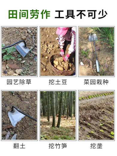 园艺工具小铲子家农用种花养花户外铲土铁锹耙子锄头除草小型手锄 3519-红把手锄16分