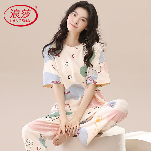 Langsha Light Luxury 2025 Neues Pyjama für Frauen, Sommer mit kurzer Kurzärmel-Hosen, Frühlings- und Herbst-Sommerstil, Frauenkleidung für Frauen zwei Stücke ZH-9720 L