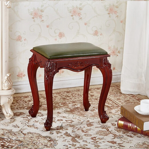 Sanqihu piano stool guzheng stool guzheng piano stool single European dressing table stool American makeup chair Chinese style dark green square stool