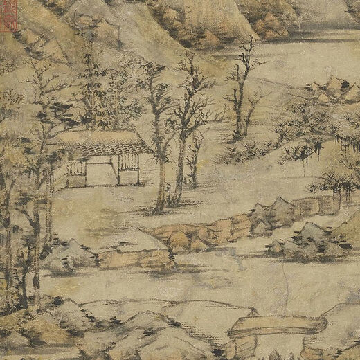 自营正版包邮图书倪瓒雨后空林图古代山水画卷轴文人复仿古画挂画图书正版 倪瓒疏林淡霭图12116 60X140厘米喷绘画心尺寸 装