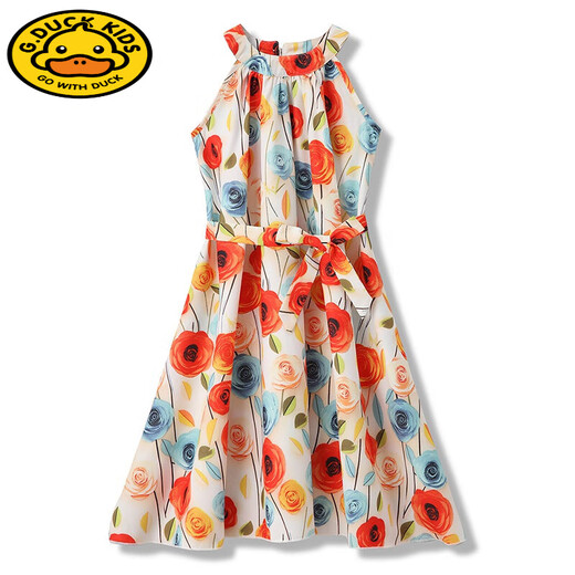G.duck summer parent-child wear 2026 new seaside vacation Sanya Korean style fashion mother-daughter wear dress beach wear NYC rose skirt 170 Mom M