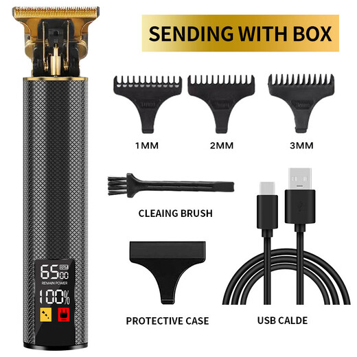 Skingcond German men's private shaver trimming shaver men's and women's shaving razor universal shaving razor large screen digital display + metal body black gold straight flush