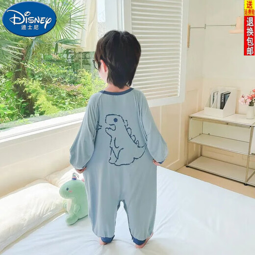 Disney's New Ice Silk One Piece Ropa para niños para niños y niñas Cartoon Anti-Kick Buckle Anti-Cooling Air acondicionamiento Lindo Pajamas 727 Beige 110