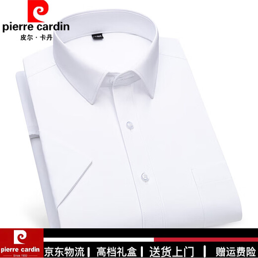 皮尔卡丹（PIERRE CARDIN）高端品牌男士衬衫长袖感免烫商务正装春夏季休闲条纹白衬衣 高端DX6621【现货速发】 38