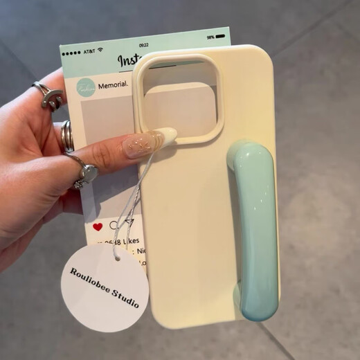 之宋搞怪创意立体门把手适用iphone16promax手机壳马卡龙纯色苹果15pr 荔枝纹淡青单壳+a1283黄色亮面 iPhone16