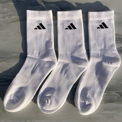 Adidas Sports Socks Men's 2025 Summer New High Tube Basketball Socks Fitness Breathable Couple Stockings Women JC9273/Three-pair Package Genuine One Fake One Loss Ten L [43-46 Sizes] Collection and Purchase Priority Delivery