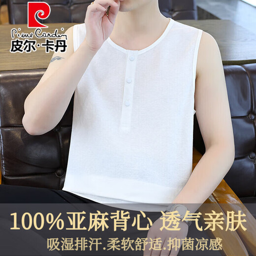 Pier Cardan Lenen Leven Men's Summer Thin Cround Sheak Solid Color Hoolable Cool Cotton Lense Funtevelce Funct