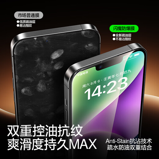 
Flash Magic is suitable for Apple 13/14 tempered film iphone13/14 mobile phone film 16e high definition 13Pro explosion-proof, fall-proof, anti-fingerprint smooth feel, earpiece dust-proof 2 pieces
