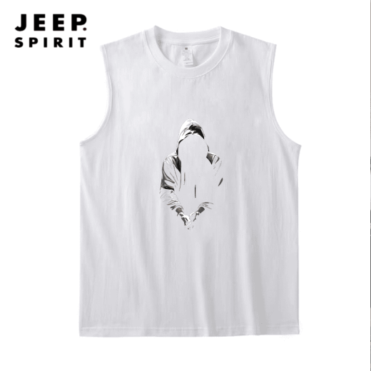 Jeep Spirit Summer Trendy Round Cuella sin mangas Camiseta Vest American Vest American Fitness Creative Creative Top Top Loose Black Vest delantero Izquierda Pequeña K1098 Dos piezas de Small S Recomendadas 70-80Jin [Jin equivale a 0.5 kg]