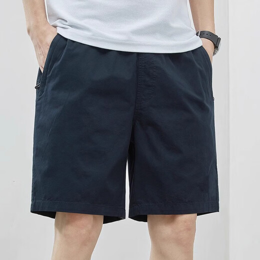 皮尔卡丹短裤男款2025夏季纯棉宽松潮流短裤男士中裤大码宽松休闲五分裤 9215深蓝 M 【90-115斤】