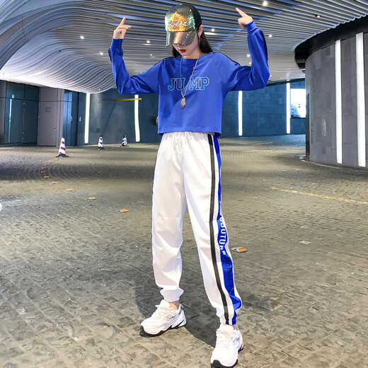 皮尔卡丹（PIERRE CARDIN）跑步健身杨丽萍爵士舞广场舞衣服运动服装套装女2025新款春秋宽松 S08白黄裤+6212黄色长袖套装 S 建议80-100斤