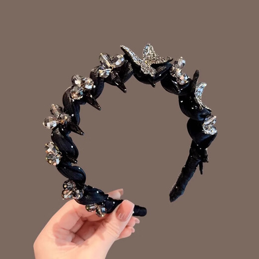Idel 2025 new Paris Princess Butterfly Hair Hoop for women, high-end, fashionable hairpin for face wash, super nice headband F3427 double rhinestone butterfly headband