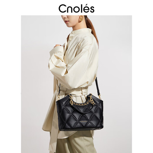 Kouyi Lingge handbag women's 2025 new black bag versatile one-shoulder crossbody bag Weiss black