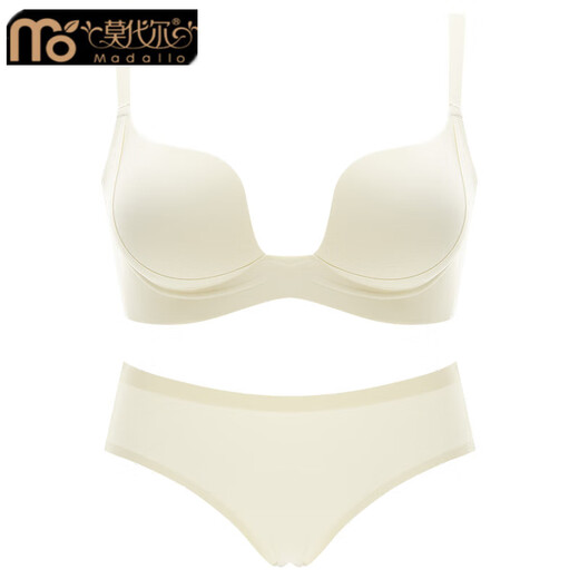 Modal Brand Underwear Women's Small Breast Push-Up and Secondary Breast Anti-Sagging Half-cup Larger Bra Set 2026 Autumn and Summer Thin Style Champagne Color-Single Underwear 70C 32 (Pull-up and Push-up)