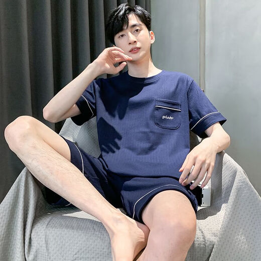 慕枫晴男士夏季2024新睡衣棉短袖家居服男男生青少年夏天夏大码 HDE-9928 L