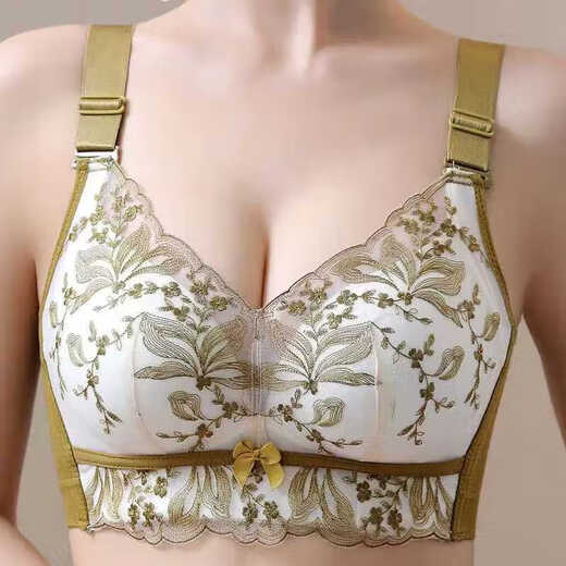 胖东来超市内衣女小胸聚拢调整型加厚上托防下垂收副乳胸罩性感无钢圈文胸 9929荷青色 85A 38_