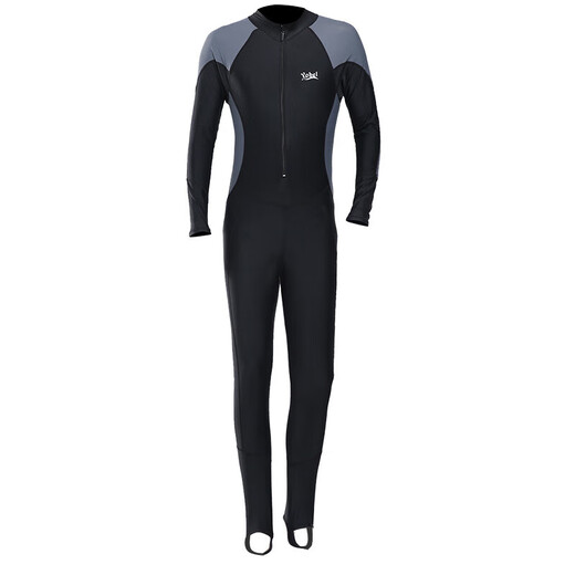 Zailu wetsuit men's one-piece swimsuit jellyfish long-sleeved trousers snorkeling full-body sun protection warm swimsuit plus size surfing black and gray long-sleeved + swimming cap + swimming goggles + ear plugs and nose clip M M recommended 98-115 Jin Jin is equal to 0.5 kg
