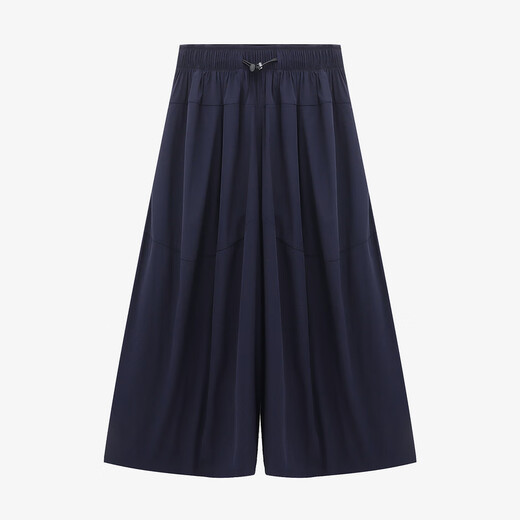 Basic House Basic House/Baijiahao high-waist spliced ​​wide-leg pants for women in summer new style design loose casual skirt pants Navy blue L