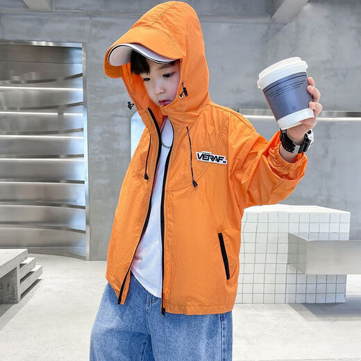 Boys' sun protection clothing jacket thin 2025 new medium and large children's summer boys' sun protection clothing gray 150