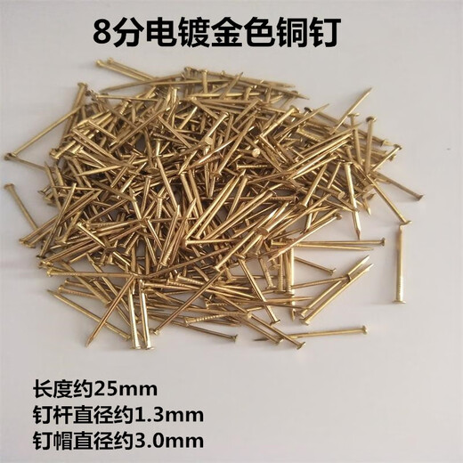 奥洛勋定制0.9mm电镀金色细铁钉 表面镀铜钉子平头黄色鞋钉 鞋材五金 装 长度22mm（500克）约3880个