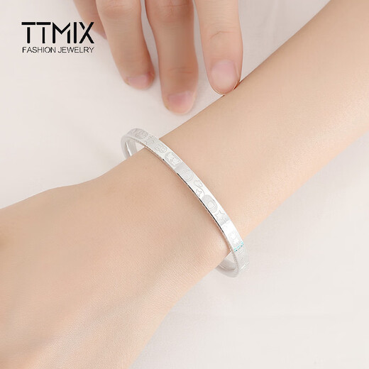 TTMIX perfect circle auspicious platinum bracelet pt950 platinum bracelet women's lucky platinum bracelet for wife 60mm weight 19.14g width 4.9mm