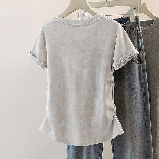 
Cypress V-neck T-shirt 2025 summer new women's fashion cartoon pattern printed design short-sleeved top