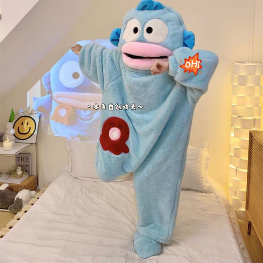 Disney Ugly Fish Pajamas One-piece Children's Cute and Funny Parent-child Flannel Autumn and Winter Thickened Coral Velvet Pajamas Home Clothes Extra Thick and Warm Cute Children's One-piece 165 Children's S Size 145-155cm 68-85