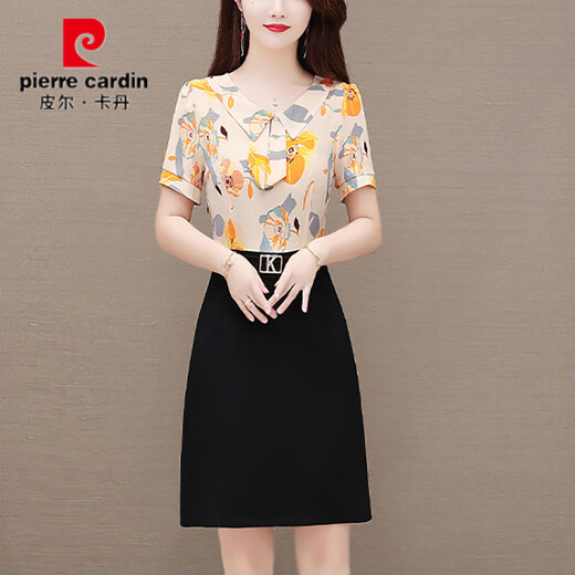 皮尔卡丹2025夏季新款洋气假两件连衣裙女小个子中年妈妈收腰显瘦包臀裙子 9855红色格子 XL 【建议101-110斤】