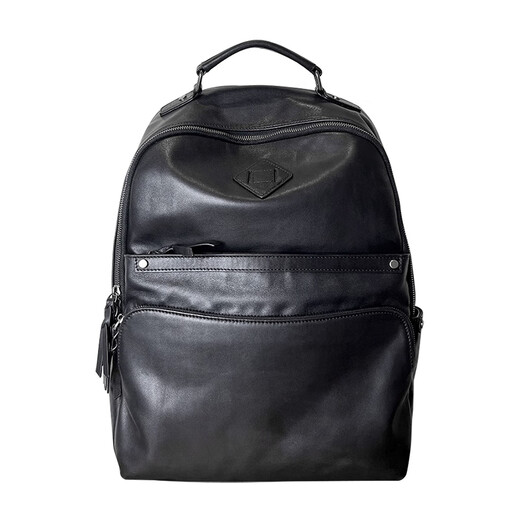 欧伦驰（OULUNCHI）真皮背包男士双肩包大容量商务出差旅行包头层牛皮高级感电脑书包 黑色 33*16*47CM