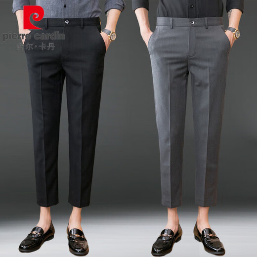 Pierre Cardin (Pierre Cardin) Pantalones cortes de hombres 2025 Summer Slim Feet Nine Nine Business Wear 8 puntos 9 puntos Pantalones casuales Men 8 puntos Gray Medium 723 28